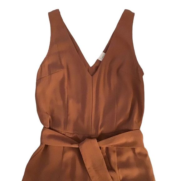 A NEW DAY Jumpsuit Deep Blush Sleeveless Elastic Waist Tie Belt Slip On SZ S NWT - Picture 4 of 10